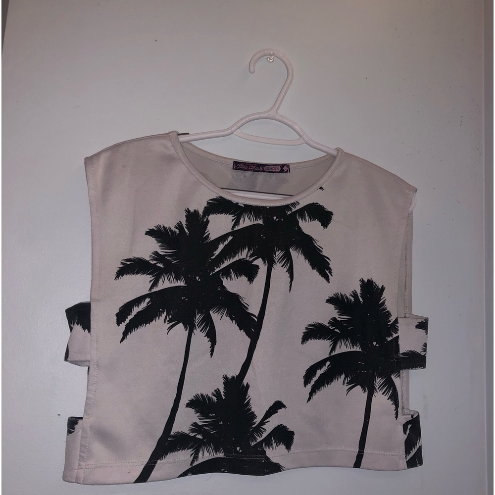 Blue Colash Palm Tree Cut Out Top